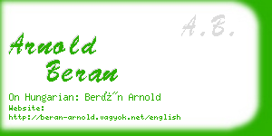 arnold beran business card